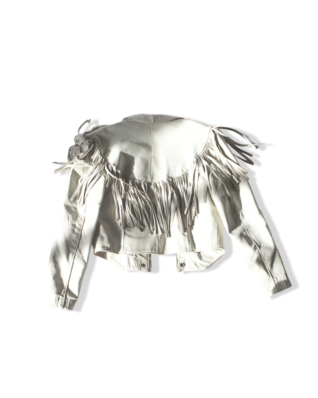 HOT BONES X RAYA WHITE FRINGE LEATHER JACKET