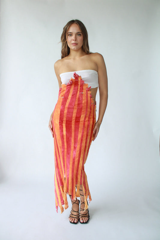 Rio 'Fire Denim Stripe Skirt'