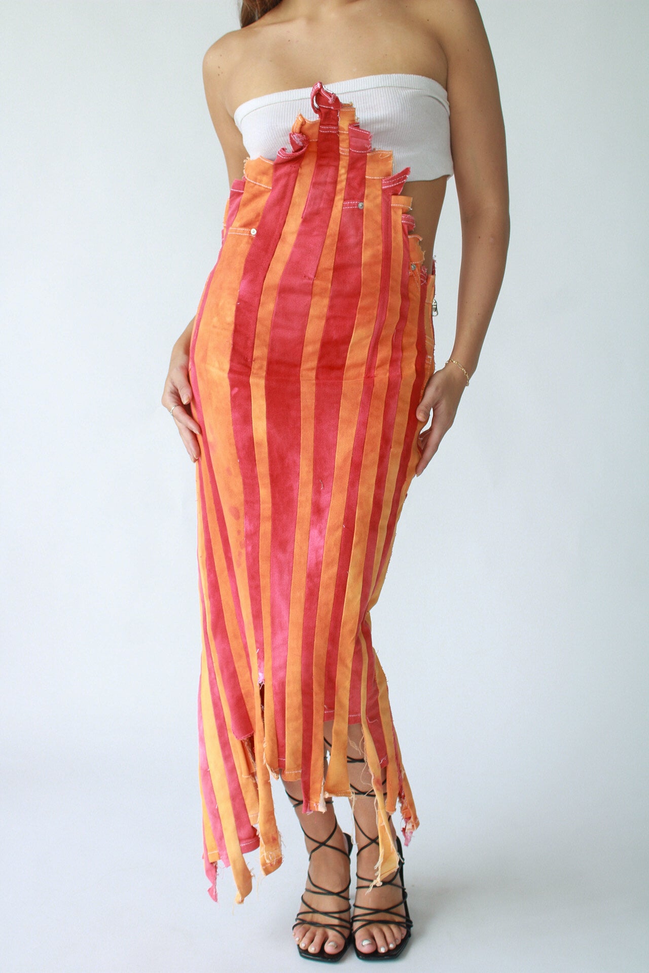 Rio 'Fire Denim Stripe Skirt'