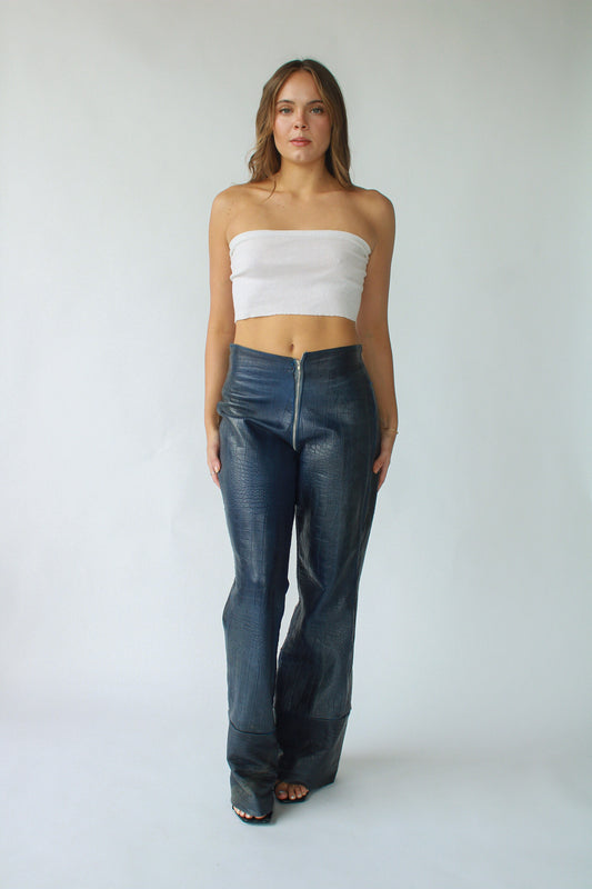 1/1 HofR Navy Blue Leather Crocodile Pants