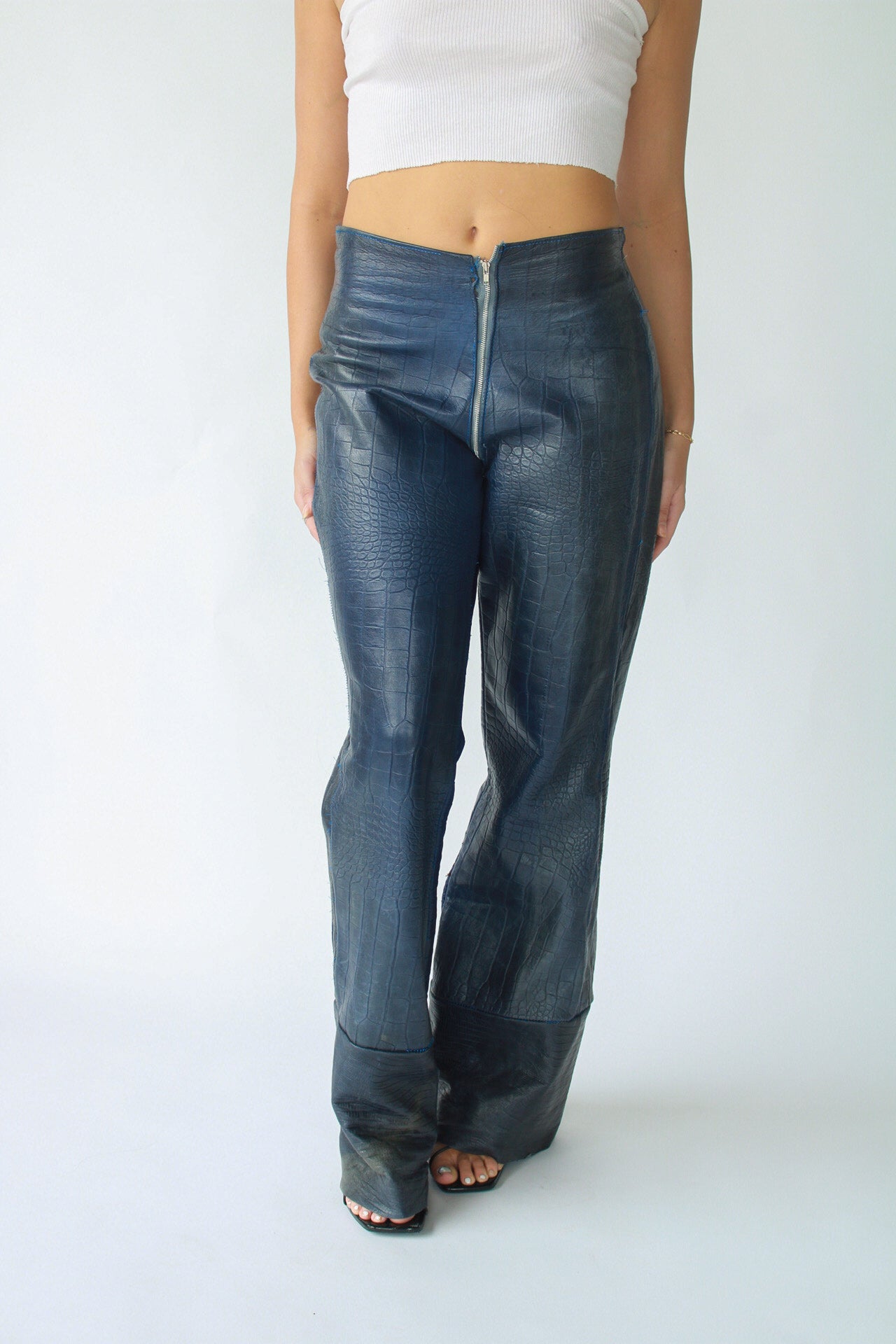 1/1 HofR Navy Blue Leather Crocodile Pants