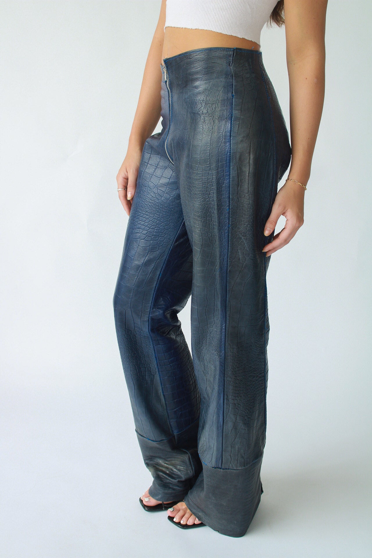1/1 HofR Navy Blue Leather Crocodile Pants