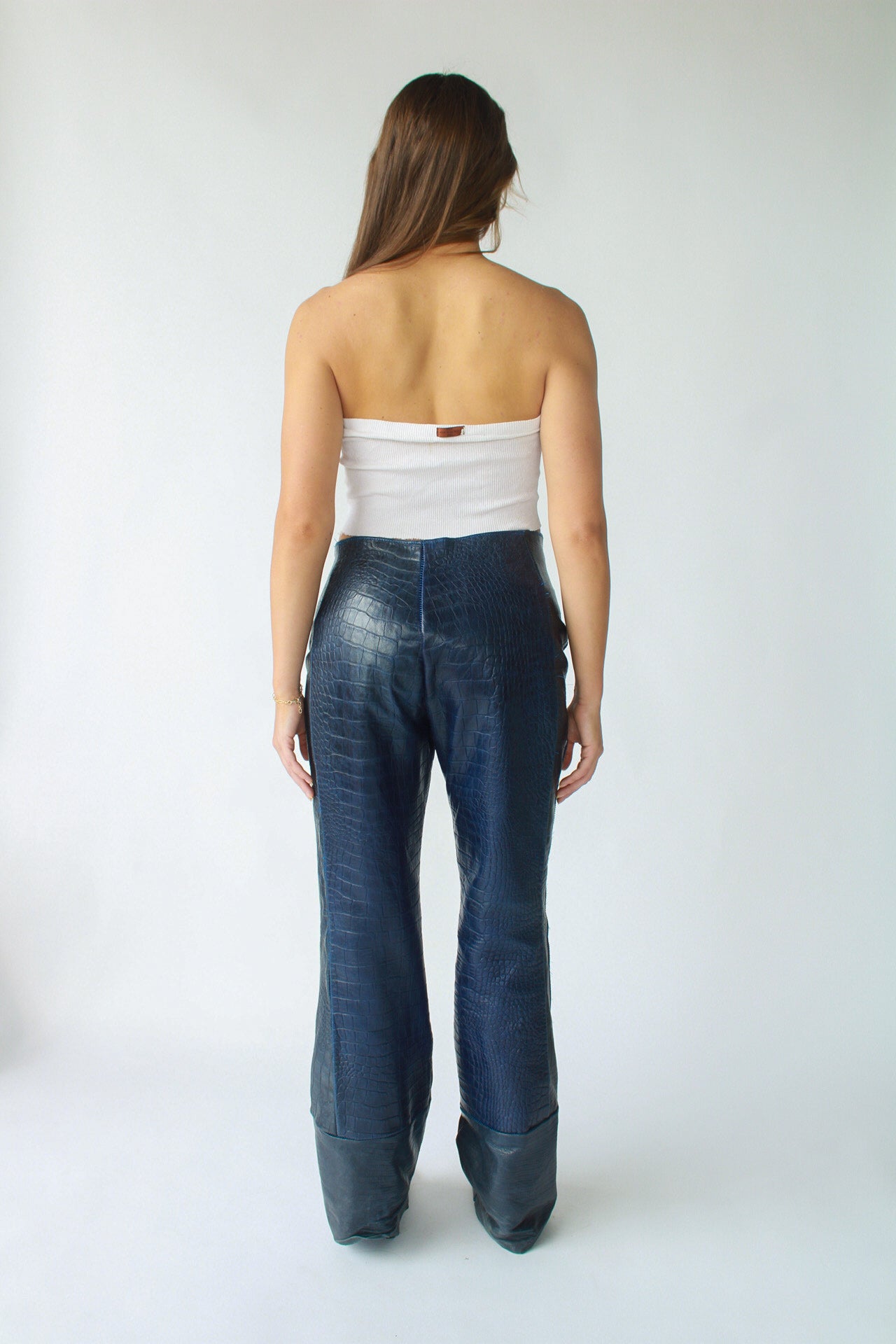 1/1 HofR Navy Blue Leather Crocodile Pants