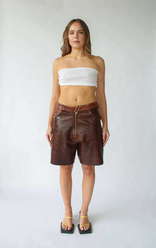 Crocodile Leather Shorts