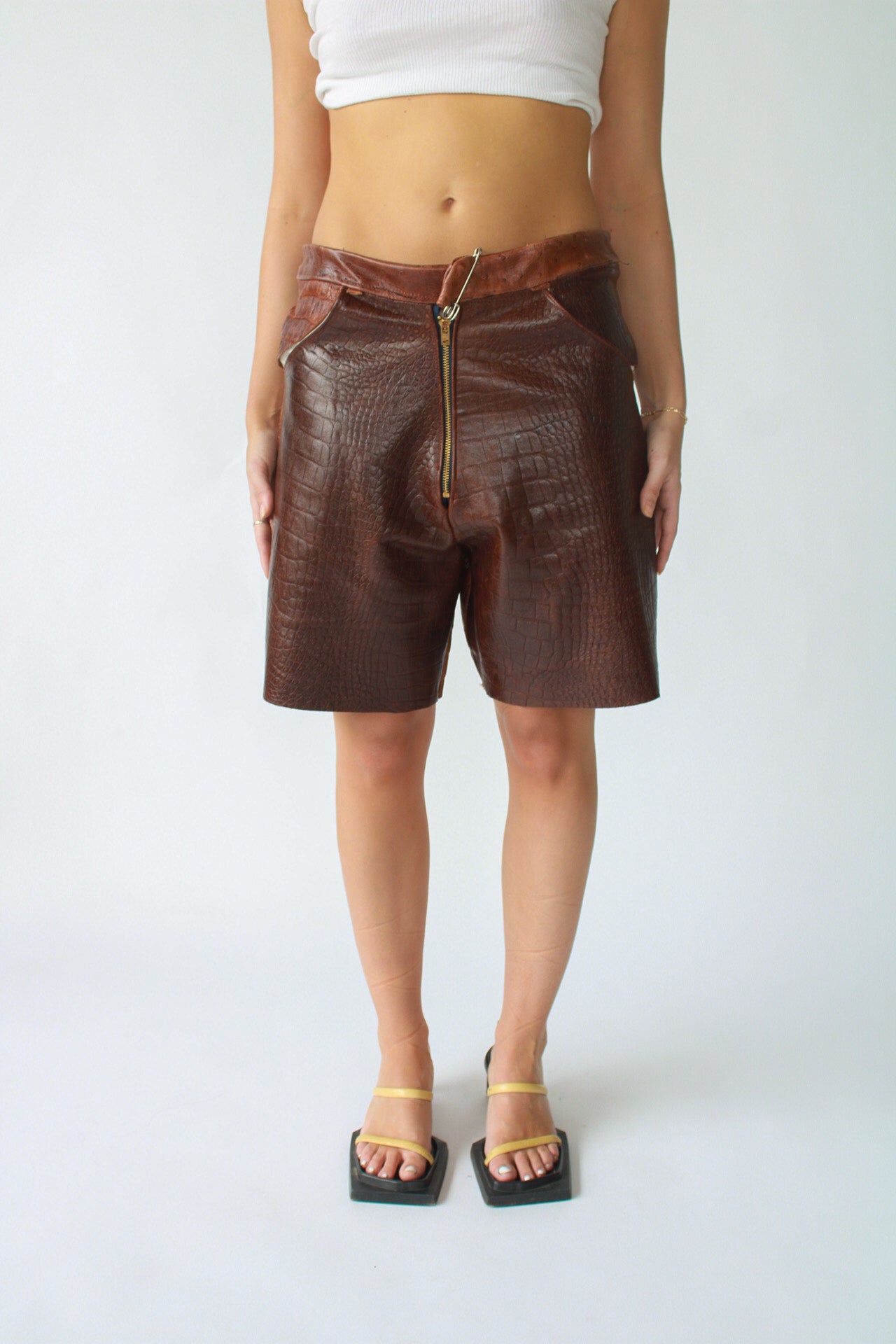 Crocodile Leather Shorts