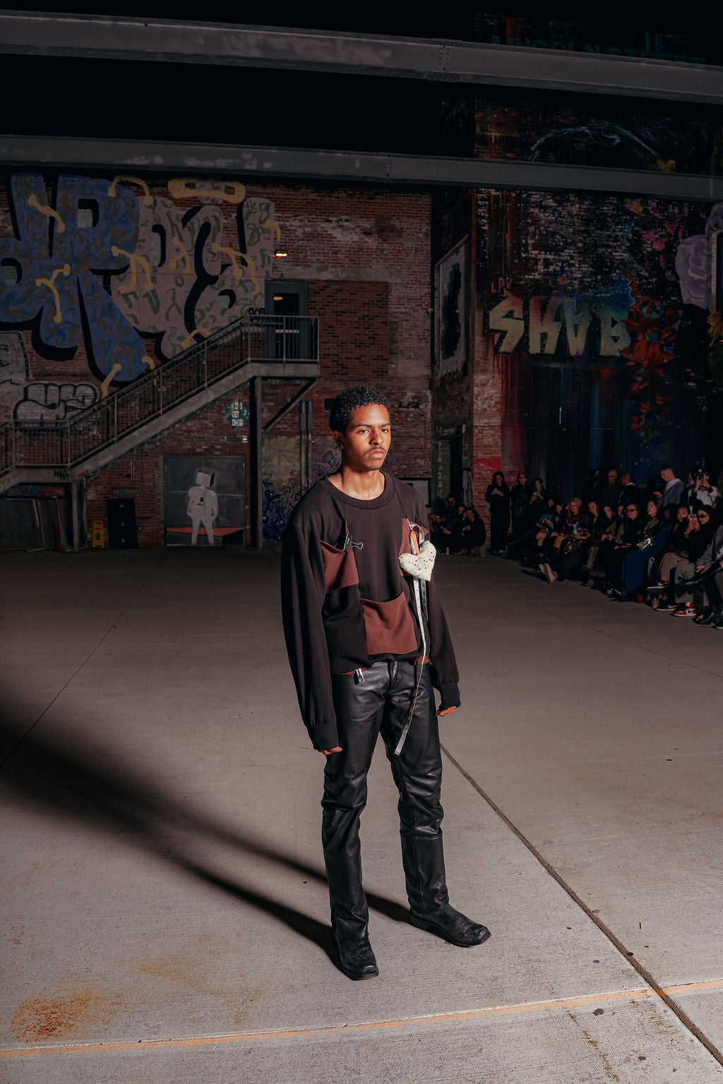 Black & Brown Braided Crewneck