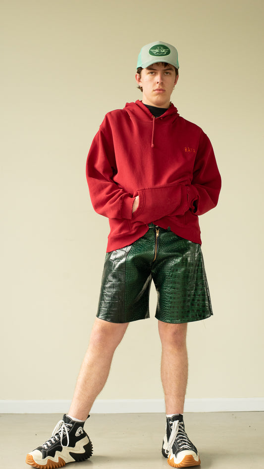 Green Leather Bermuda Shorts
