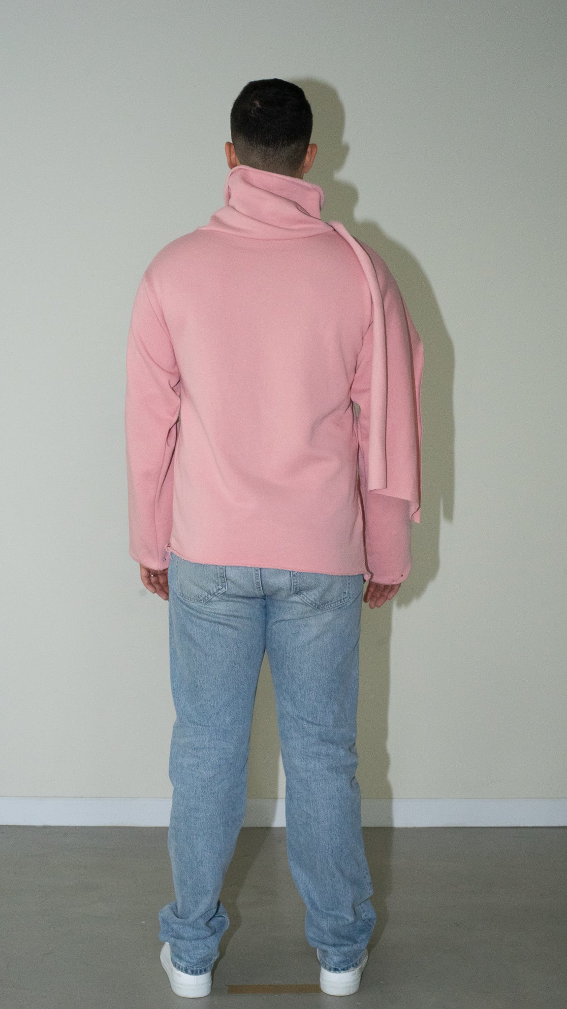 Blush Pink Oversized Asymmetrical Cotton Sweater