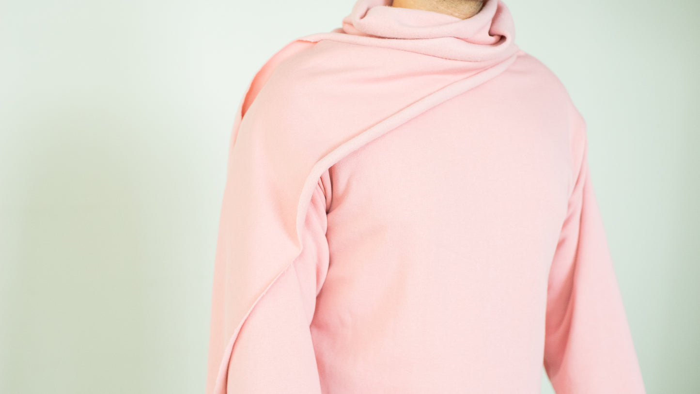 Blush Pink Oversized Asymmetrical Cotton Sweater