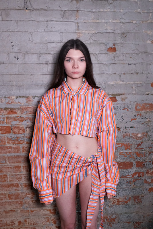 Two Piece Upcycled Button Down Set