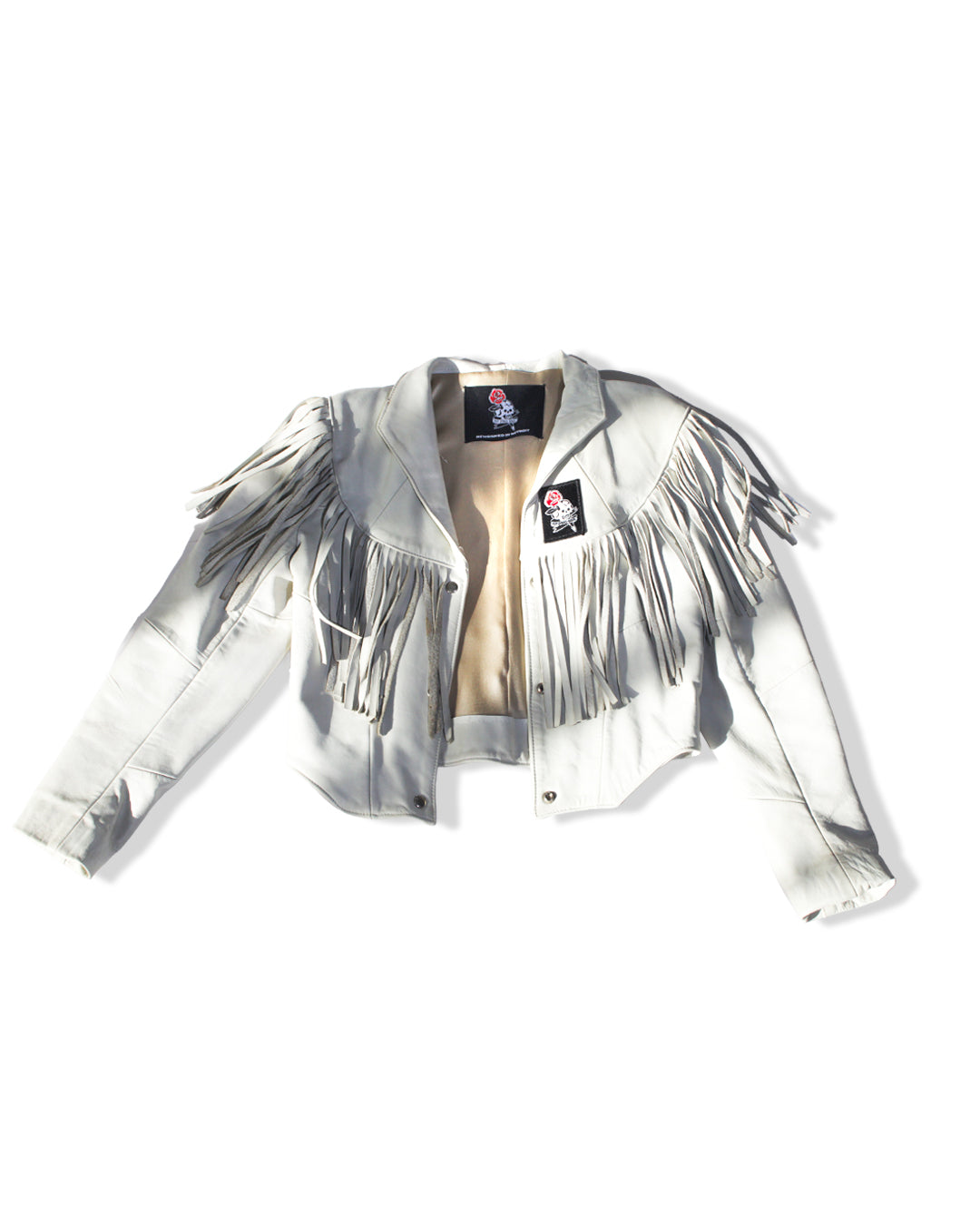 HOT BONES X RAYA WHITE FRINGE LEATHER JACKET