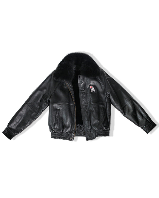 Hot Bones x Raya Leather Jacket with Fur Collar