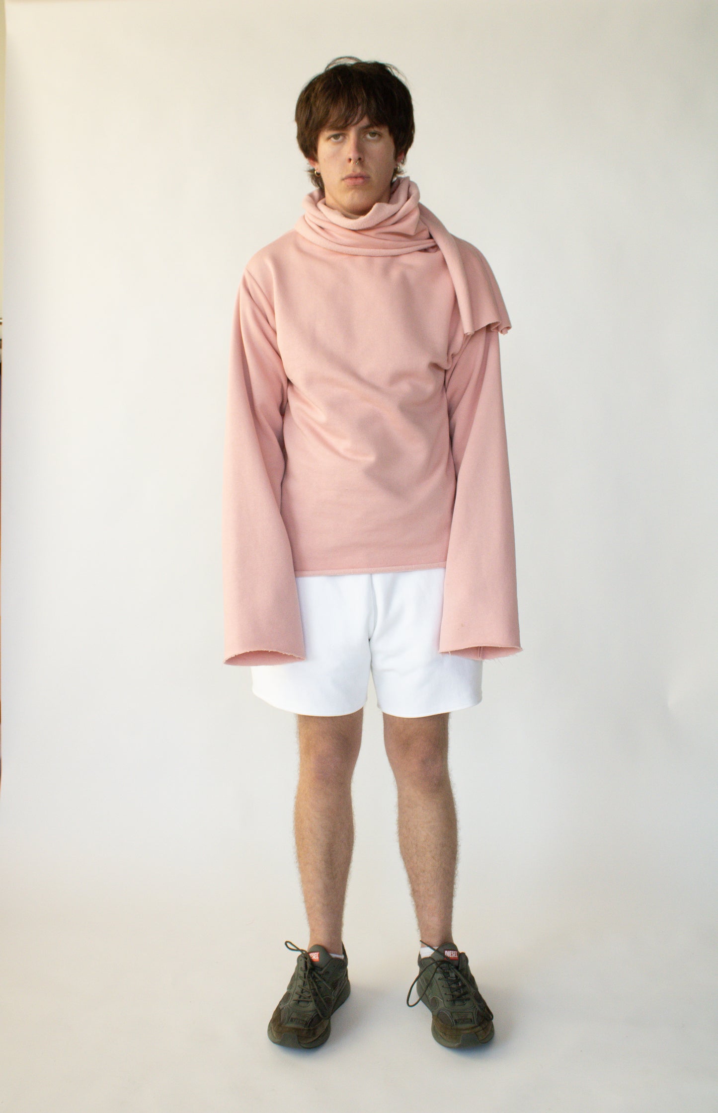 Blush Pink Oversized Asymmetrical Cotton Sweater