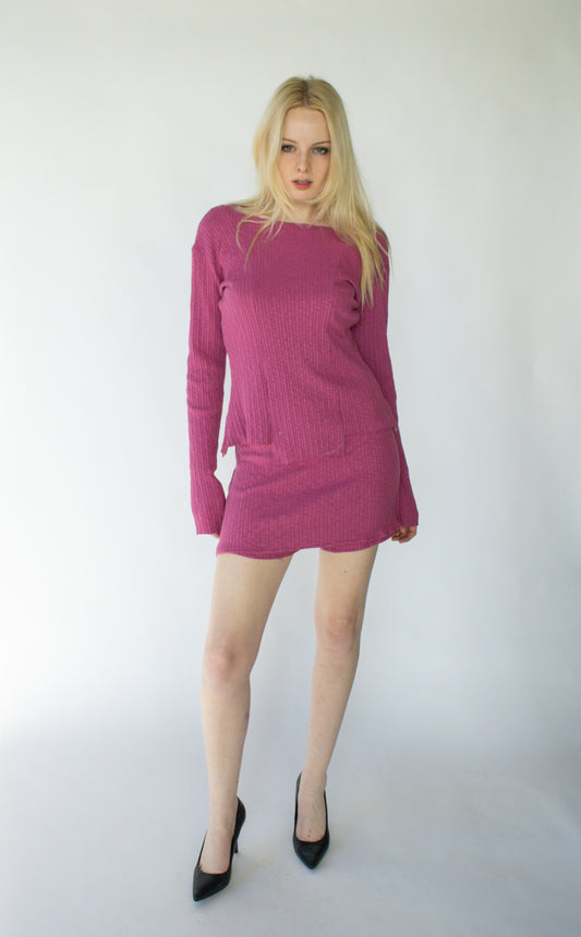 Pink Ribbed Knit Hera Top