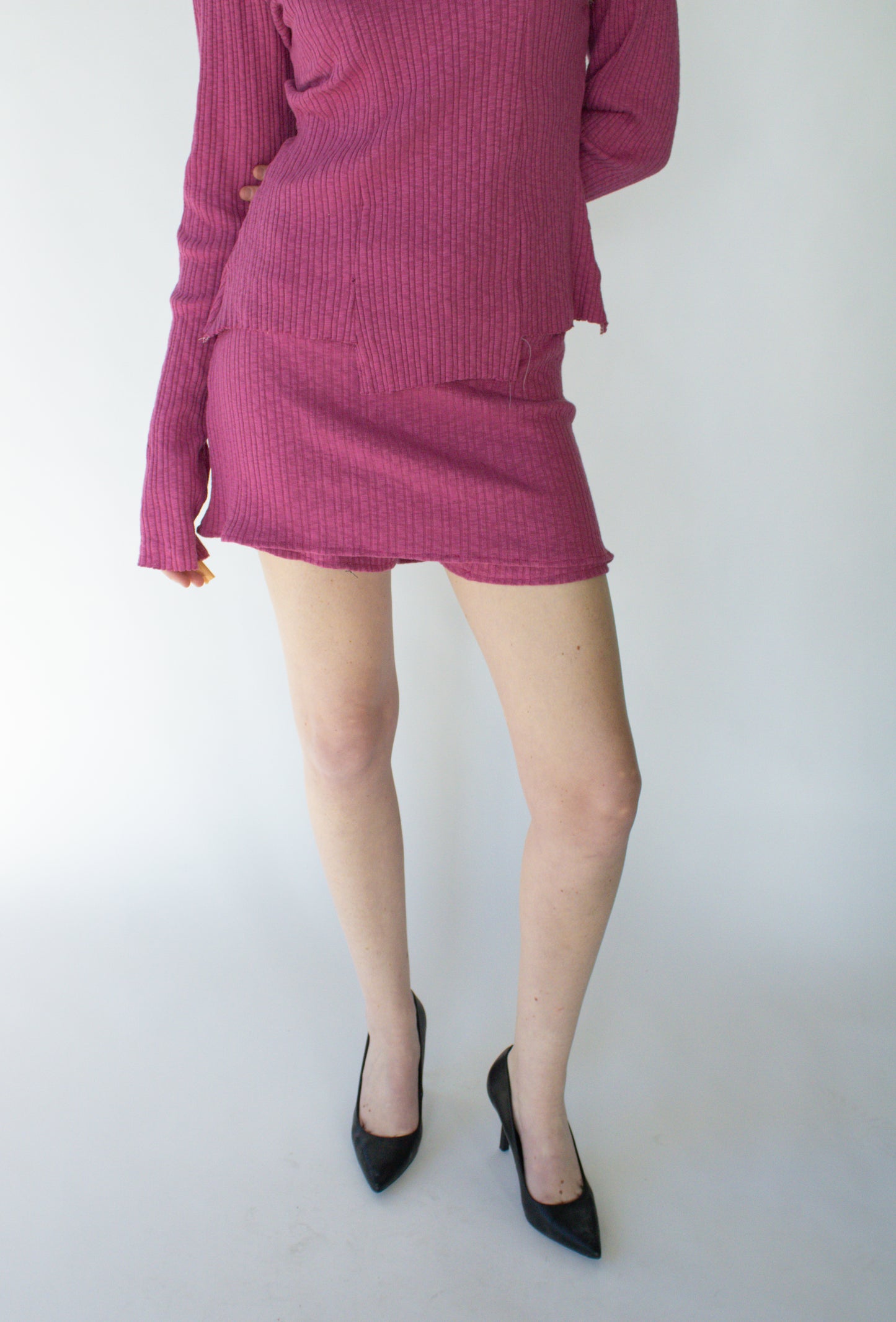 Pink Ribbed Knit Demi Skort Deadstock