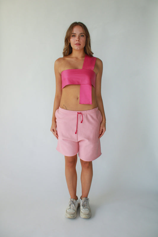 Pink Cotton Unisex Shorts