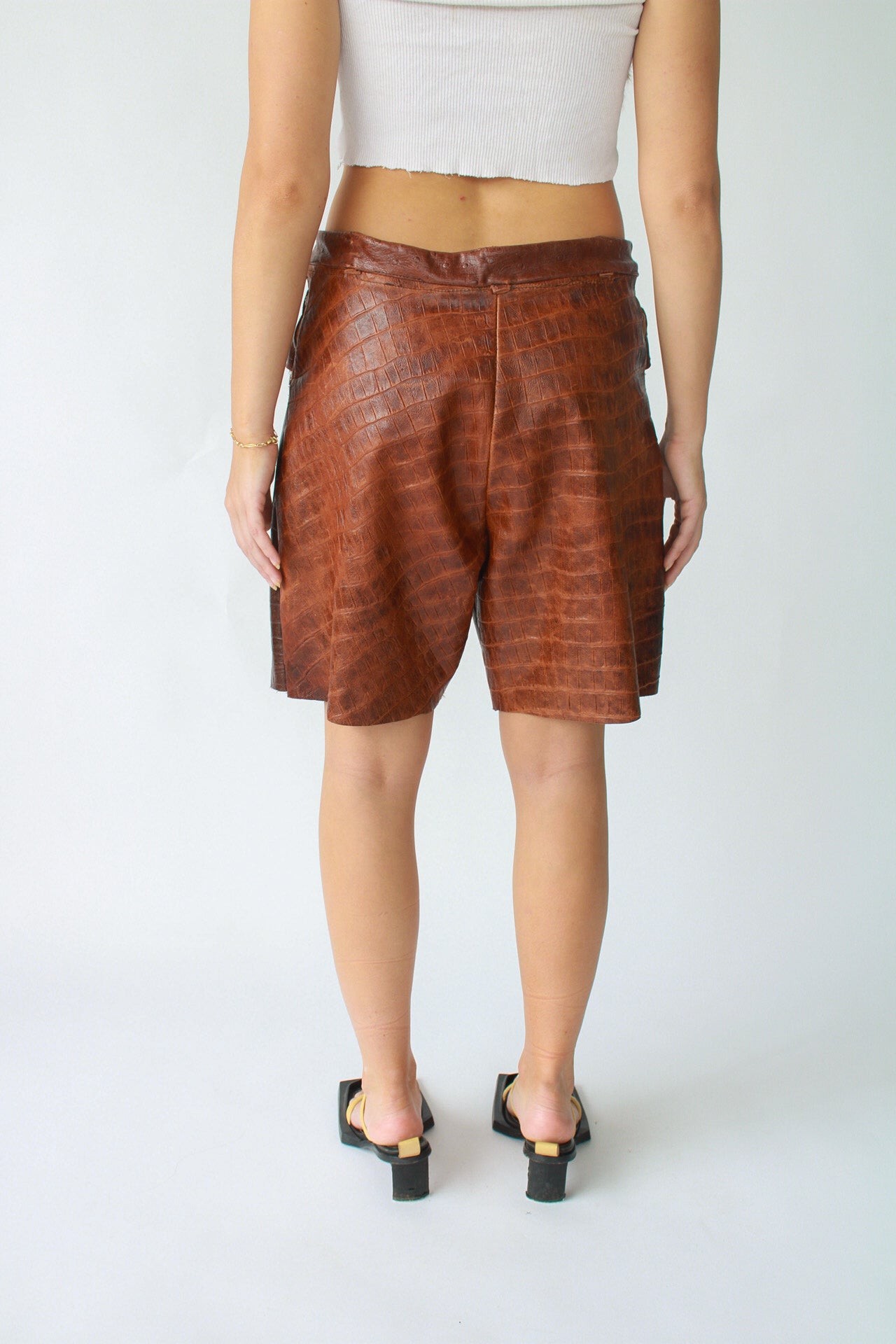 Crocodile Leather Shorts