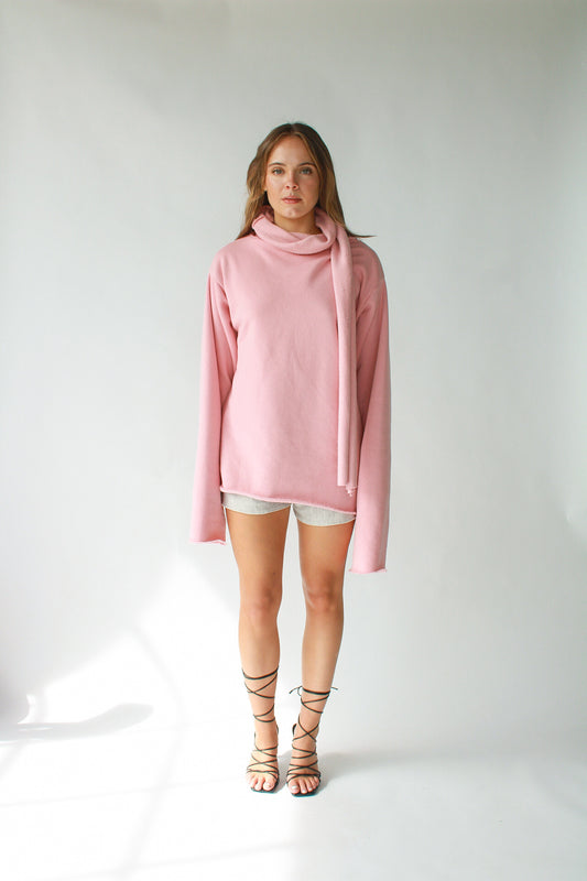 Blush Pink Oversized Asymmetrical Sweater