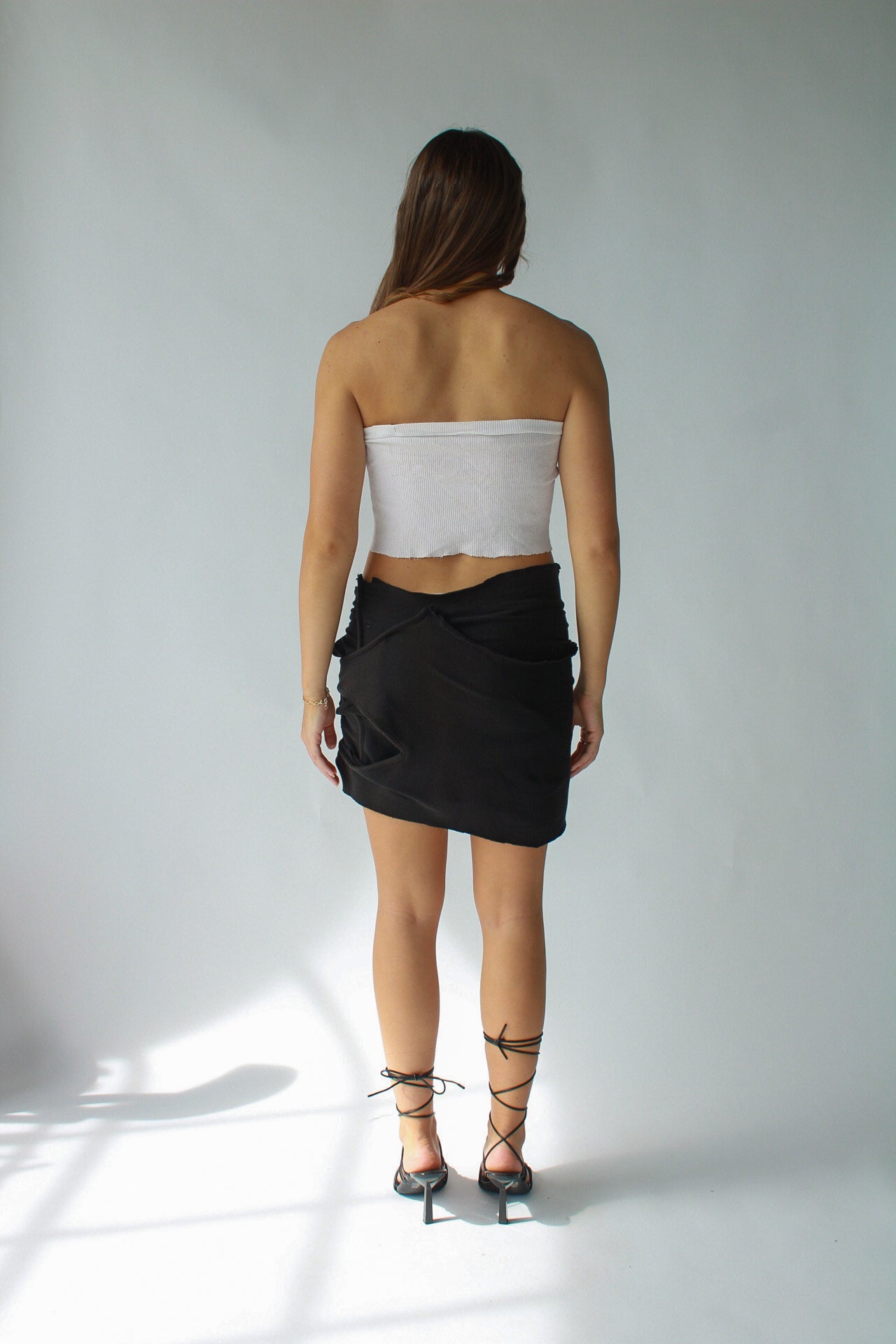 Black Cut-Out Ribbed Knit Skirt